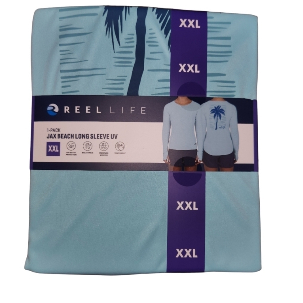 Reel Life UV Shirt Women's Jax Beach Aqua Long Sleeve Breathable Top Size XXL